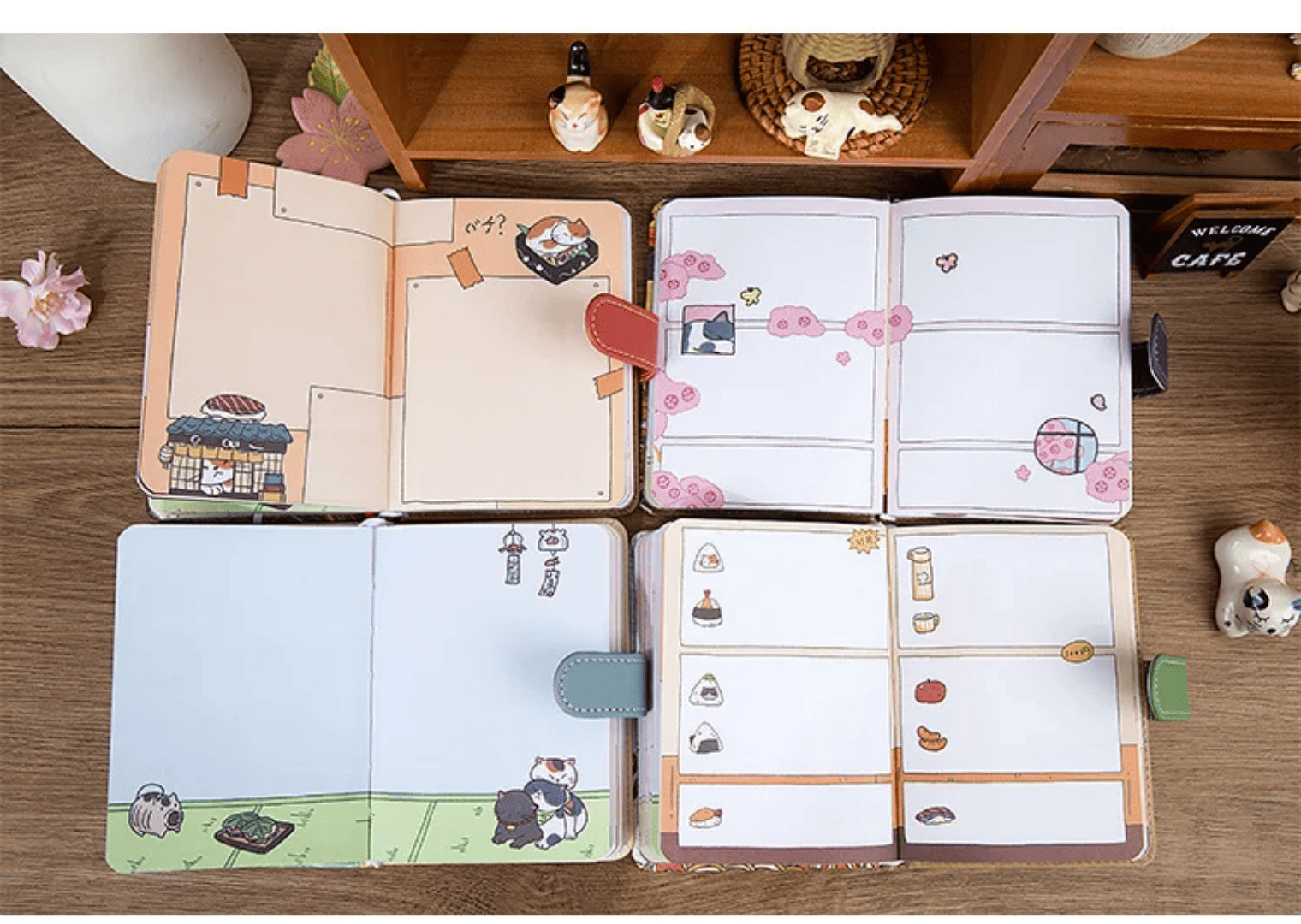 Carnet magnétique A6 Chat Japonais 224 pages – pages ouvertes