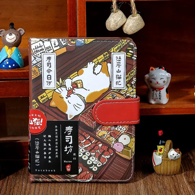 Carnet magnétique A6 Chat Japonais 224 pages – rouge