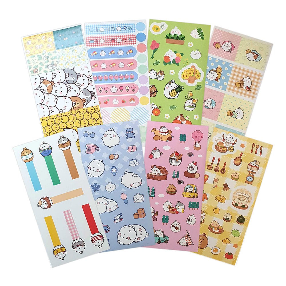 Stickers Molang Happy Days – pack 8 feuilles kawaii