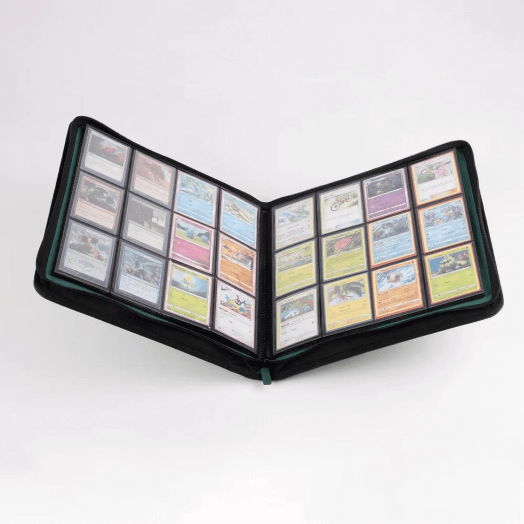 Portfolio TCG 12 poches noir 480 cartes – vue de face ouvert