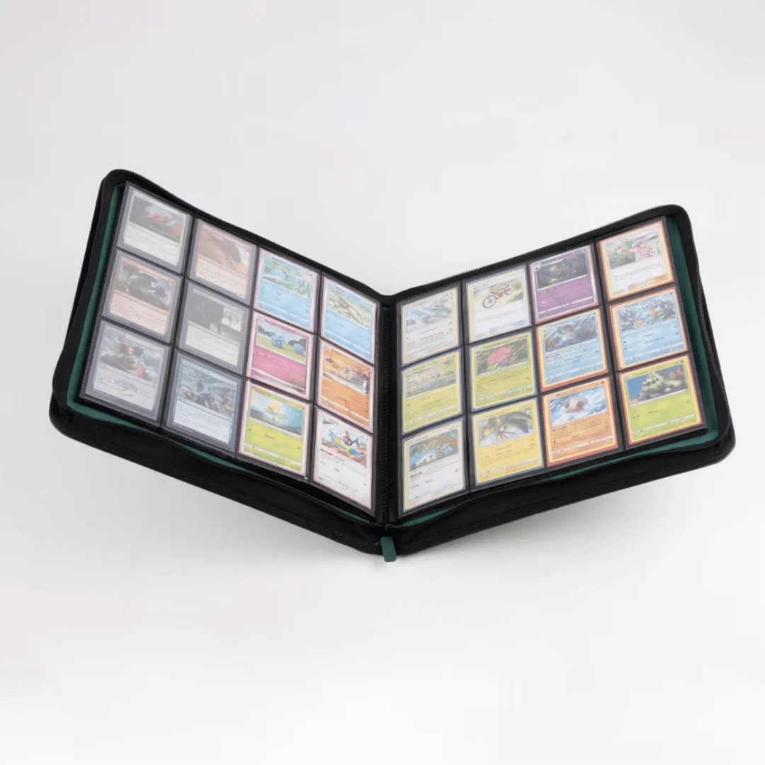 Portfolio TCG 12 poches noir 480 cartes – vue de face ouvert