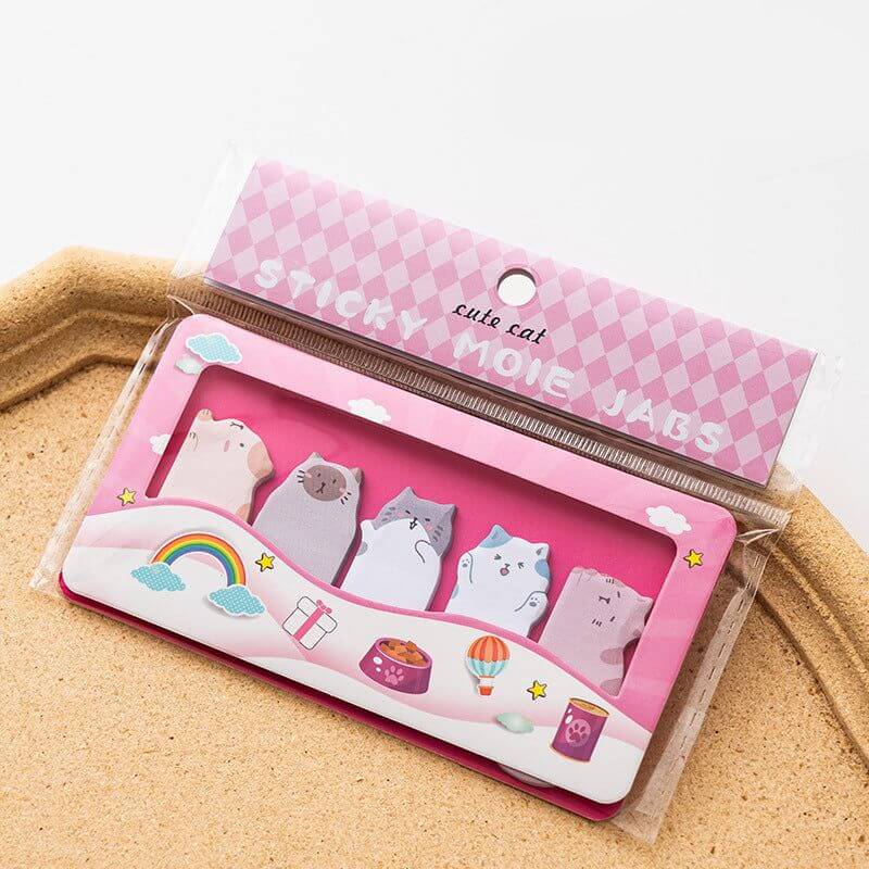 Post-it Kawaii Marque-Page Animaux – modèle chat boite