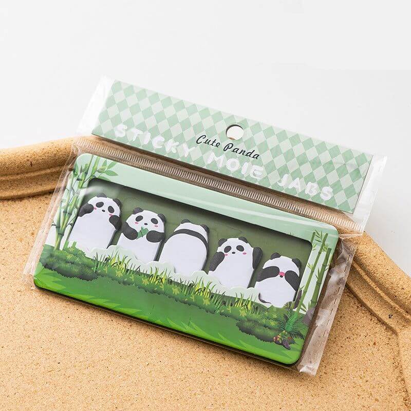 Post-it Kawaii Marque-Page Animaux – modèle panda boite