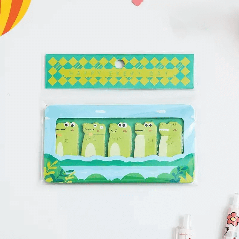 Post-it Kawaii Marque-Page Animaux – modèle crocodile boite