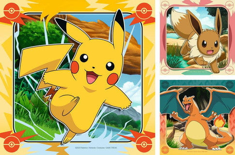 Coffret Puzzles Pokémon – 3 x 49 pièces Pikachu, Dracaufeu & Évoli